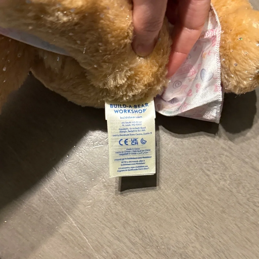 Girl Scout Build-A-Bear Teddy with Pink and Purple Dress